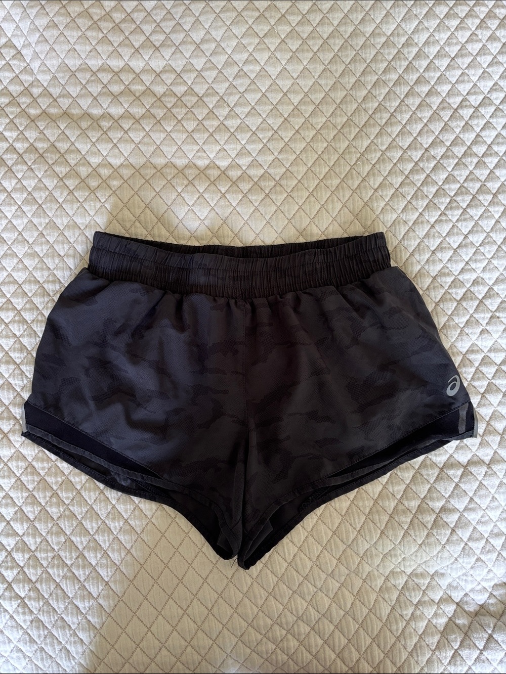Asics Women's Black Camo Athletic Shorts